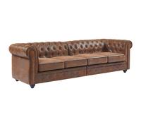 Canapé 4 places en microfibre aspect cuir vieilli CHESTERFIELD