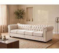 Canapé 4 places en velours beige CHESTERFIELD
