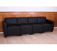 Canapé 4 places lounge/salon Lyon, système modulaire, simili-cuir, noir