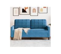 vidaXL Canapé à 2 places Bleu 140 cm Velours