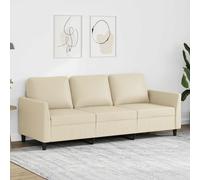 vidaXL Canapé à 3 places Similicuir Crème 180 cm