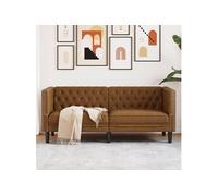 Canapé à 2 places Chesterfield marron similicuir daim Marron G