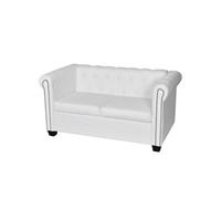 vidaXL Canapé Chesterfield 2 places Blanc