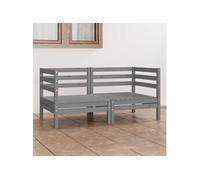 Bois de Pin Solide Canapé à 2 Places de Jardin Noir Patio Extérieur vidaXL