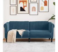 Canapé à 2 Places en Velours Bleu, 182 x 77 x 74 cm, siège Confortable avec Mousse, Pieds de Soutien Robustes, Design scandinave Moderne pour Salon séjour Bureau