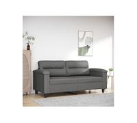 Canapé à 2 places Gris foncé 140 cm Tissu microfibre