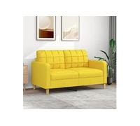Canapé à 2 places Jaune clair 140 cm Tissu