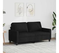 vidaXL Canapé à 2 places 140 cm Tissu avec accoudoirs et oreillers de dossier Noir