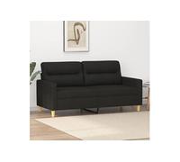 vidaXL Canapé 2 places Sofa de salon 359239 – Tissu noir 140 cm, accoudoirs et oreillers de dossier
