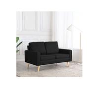 Canapé à 2 places Noir Tissu