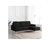 Vidaxl Canapé À 3 Places Avec Repose-Pied Noir Tissu Noir