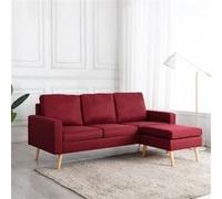 Vidaxl Canapé À 3 Places Avec Repose-Pied Rouge Bordeaux Tissu Rouge