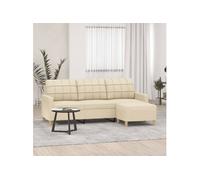 Canapé à 3 places avec repose pieds Crème 180 cm Tissu