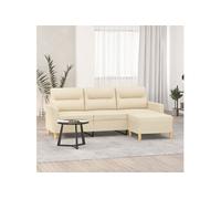 vidaXL Canapé à 3 places avec repose-pieds Crème 180 cm Tissu3201075 Crème G