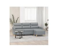 vidaXL Canapé à 3 places avec repose-pieds Gris clair 180 cm Tissu