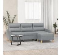 vidaXL Canapé à 3 places avec repose-pieds Gris clair 180 cm Tissu