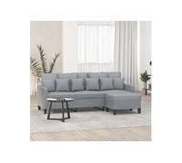 Canapé à 3 places avec repose-pieds Gris clair 180 cm Tissu3201089