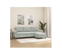 vidaXL Canapé 3 places avec repose-pieds 180 cm Velours Gris clair