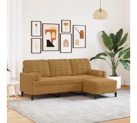 Canapé à 3 places avec repose-pieds Gris clair 180 cm Velours canapé vidaXL