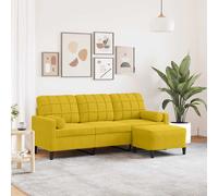 Canapé à 3 places avec repose-pieds Gris clair 180 cm Velours canapé vidaXL