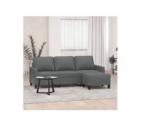 vidaXL Canapé à 3 Places avec Repose-Pieds Gris foncé 180 cm Tissu, canapé, canapé avec Repose-Pieds, canapé Trois Places, canapé 3 Places, Fauteuil