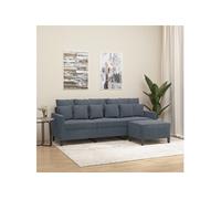 vidaXL Canapé 3 places avec repose-pieds 180 cm en velours gris foncé