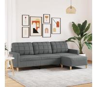 vidaXL Canapé 3 places avec repose-pieds Tissu Gris foncé 210 cm