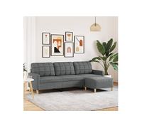 Canapé à 3 places avec repose pieds Gris foncé 210 cm Tissu