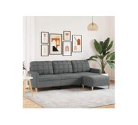 vidaXL Canapé à 3 Places avec Repose-Pieds Gris foncé 210 cm Tissu, canapé, canapé de Salon, canapé 3 Places en Tissu, canapé rembourré