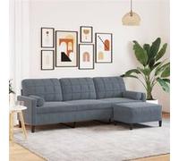 vidaXL Canapé 3 places avec repose-pieds 210 cm en velours gris foncé