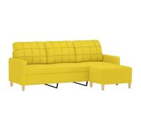 Canapé à 3 places avec repose pieds Jaune clair 180 cm Tissu