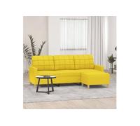 Canapé à 3 places avec repose pieds Jaune clair 180 cm Tissu