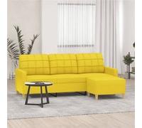 Vidaxl Canapé À 3 Places Avec Repose-Pieds Jaune Clair 180 Cm Tissu Jaune