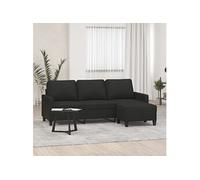 Canapé à 3 places avec repose-pieds Noir 180 cm Tissu3201041