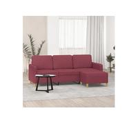 vidaXL Canapé 3 places 3201198 avec repose-pieds 180 cm Tissu Rouge bordeaux