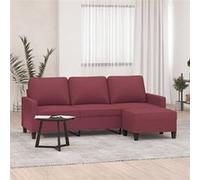 vidaXL Canapé à 3 places avec repose-pieds 180 cm tissu rouge bordeaux