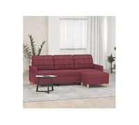 Canapé à 3 places avec repose-pieds Rouge bordeaux 180 cm Tissu3201007