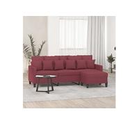 vidaXL Canapé à 3 places avec repose-pieds Rouge bordeaux 180 cm Tissu