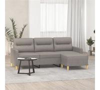 Canapé à 3 places avec repose pieds Taupe 180 cm Tissu Taupe G