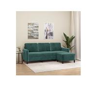 vidaXL Canapé à 3 places avec repose-pieds Vert foncé 180 cm Velours