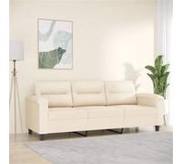 Canapé à 3 Places, Siège avec Accoudoirs et Dossier, Meuble de Salon Salle de Séjour Intérieur, Moderne, Beige Tissu Microfibre 359572