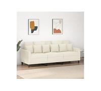 vidaXL Canapé 3 places 359321 – Chaise de relaxation avec oreillers et accoudoirs – Crème velours