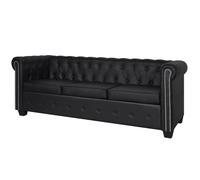 vidaXL Canapé Chesterfield à 3 places cuir synthétique noir