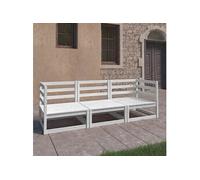 Prolenta Premium - Canapé À 3 Places De Jardin Blanc Bois De Pin Solide Blanc