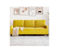 vidaXL Canapé à 3 places Jaune 180 cm Velours