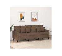 vidaXL Canapé à 3 Places, Siège avec Accoudoirs et Dossier, Canapé Rembourré avec Oreillers, Meuble de Salon Salle de Séjour, Moderne, Marron Tissu