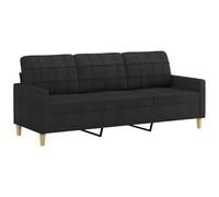 vidaXL Canapé à 3 places Noir 180 cm Tissu 359103