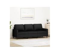 vidaXL Canapé à 3 places 180 cm Velours Noir - avec accoudoirs et dossier rembourrés - 359214