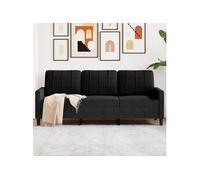 vidaXL Canapé 3 places 180 cm Velours Noir – Structure métal
