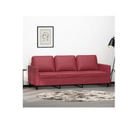 vidaXL Canapé à 3 Places Rouge Bordeaux 180 cm Similicuir